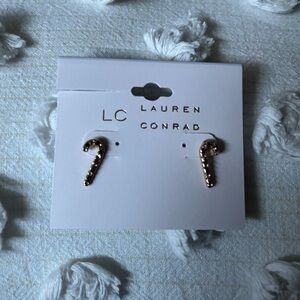 Lauren Conrad Gold Candy Cane red and white Earrings